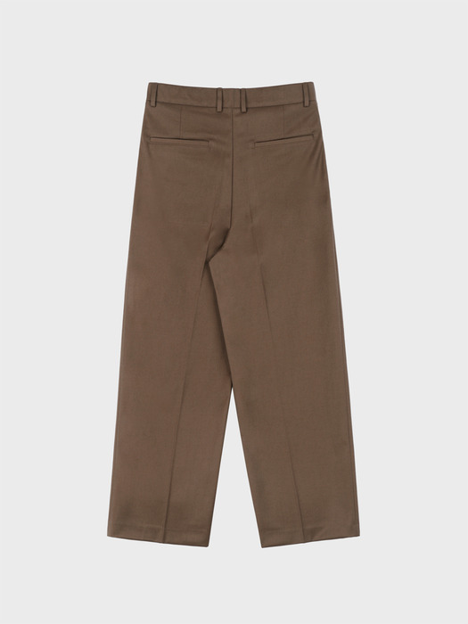 WOOL WIDE NAPPING SLACKS_BROWN