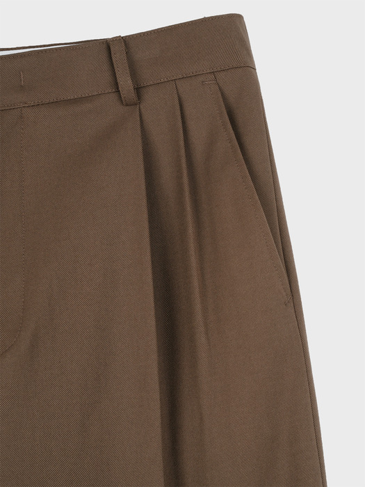 WOOL WIDE NAPPING SLACKS_BROWN