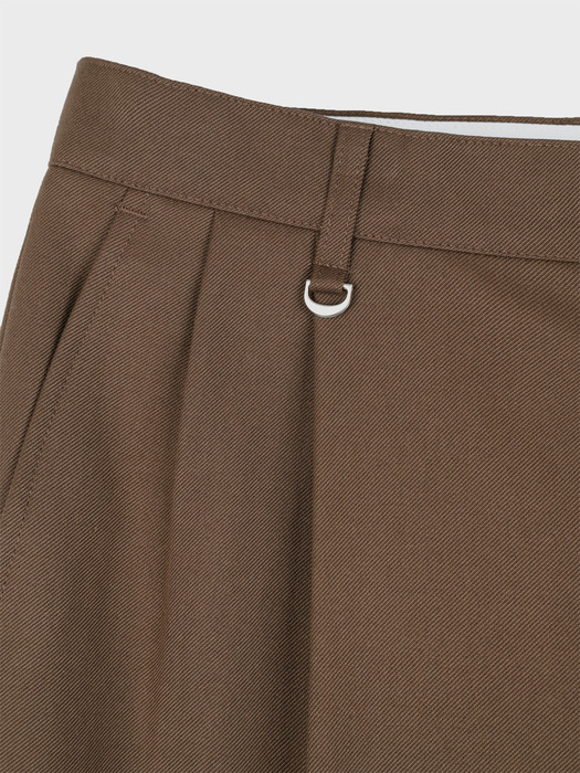 WOOL WIDE NAPPING SLACKS_BROWN