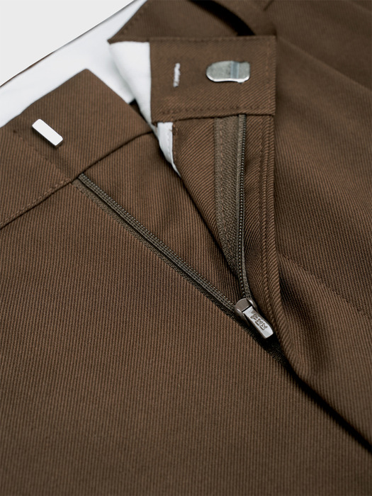 WOOL WIDE NAPPING SLACKS_BROWN