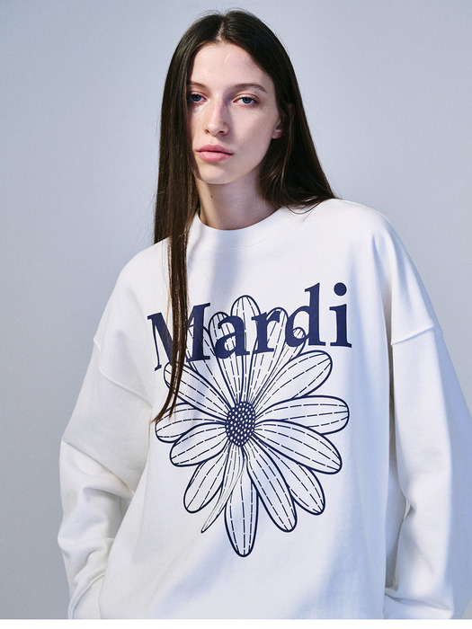 SWEATSHIRT FLOWERMARDI_WHITE NAVY