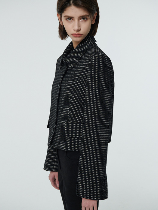 Dot pattern wool jacket - Black
