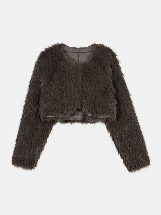 cropped fur mustang jacket (brown)