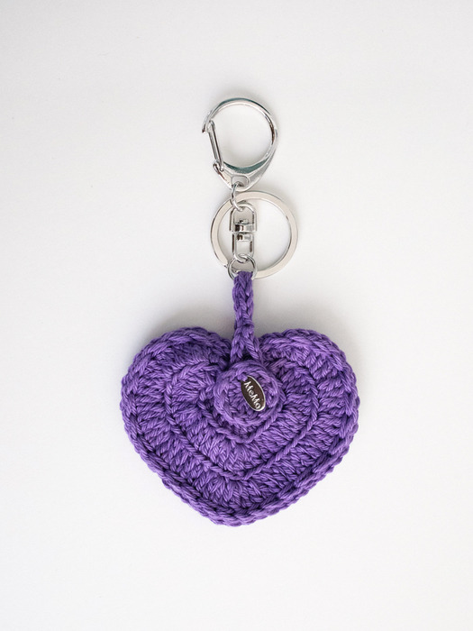 Crochet heart pouch keyring (Purple)