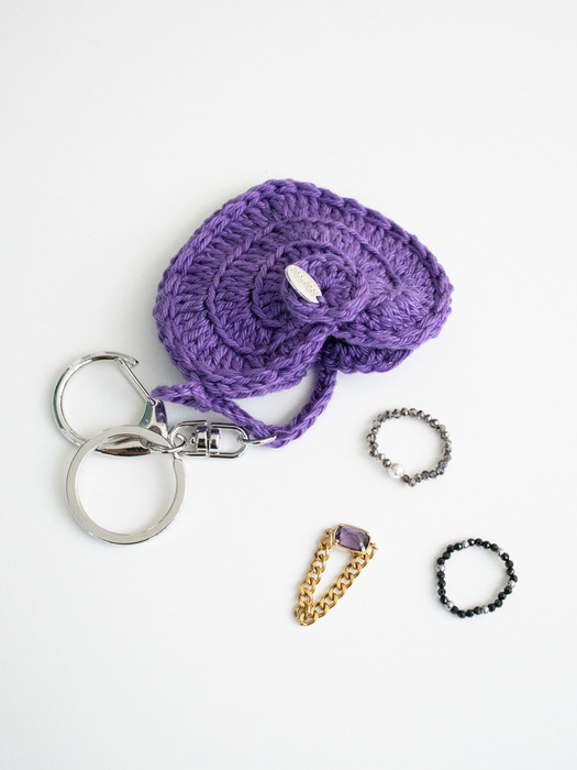 Crochet heart pouch keyring (Purple)