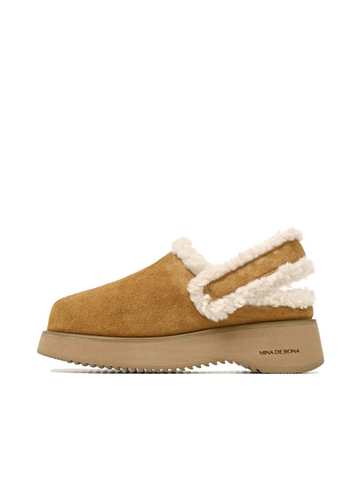 Fur sling-back platform clog