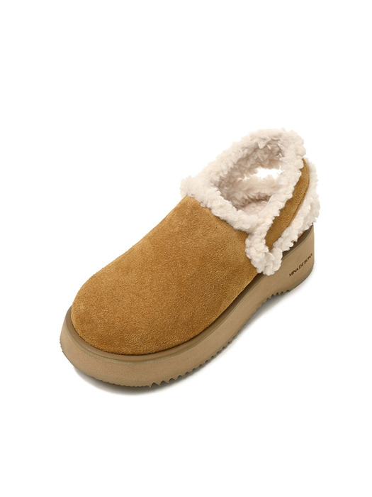 Fur sling-back platform clog