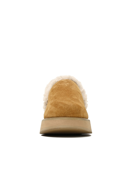 Fur sling-back platform clog