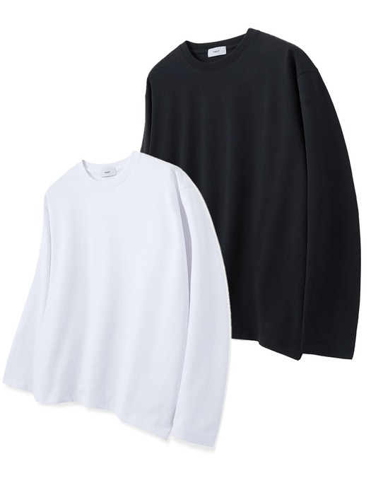 1+1 세미오버핏 2pack 에센셜 롱슬리브 긴팔 티셔츠 (TNTS4E701MU)