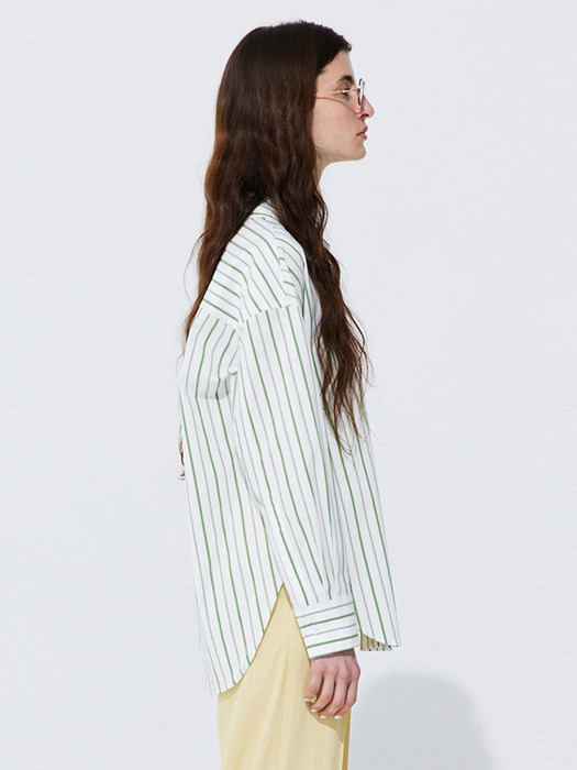 Stripe V-neck Shirts_Light Green