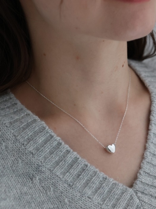 [Silver 925] Plump Heart Necklace SN214 - Silver