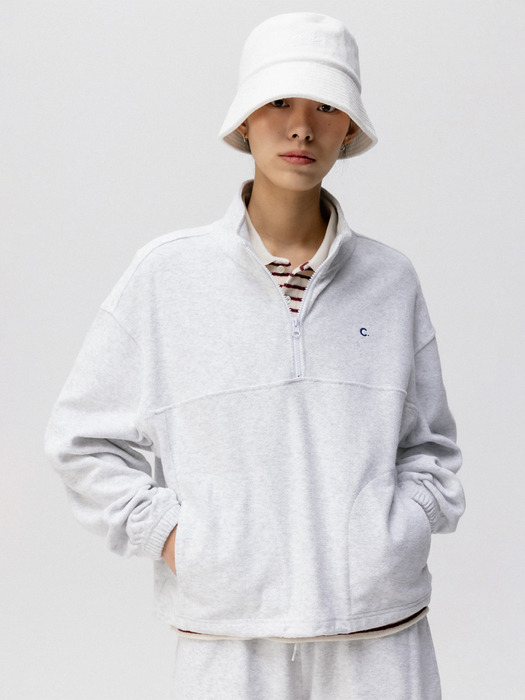 [24SS clove] Soft Terry Half-Zip Sweatshirt (Light Grey)