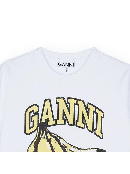가니 여성 BANANA 프린팅 릴렉스핏 반팔 티셔츠 화이트 T3861-151