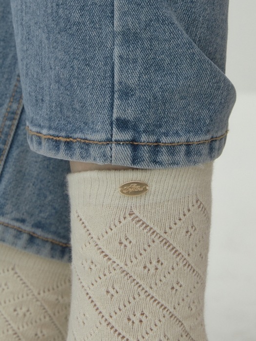 lace argyle socks - cream