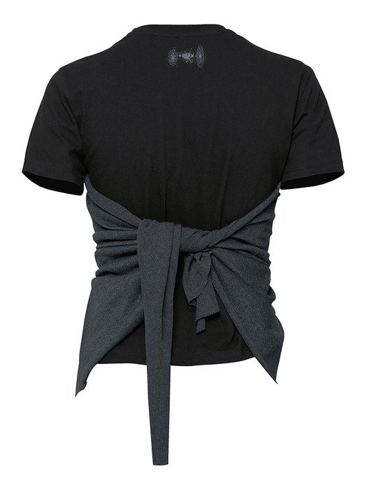 Bustier Layered T-Shirt (FL-122_Black&Charcoal)