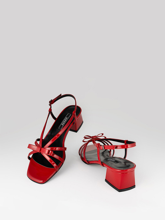 Daisy ribbon sandals / red(4cm)