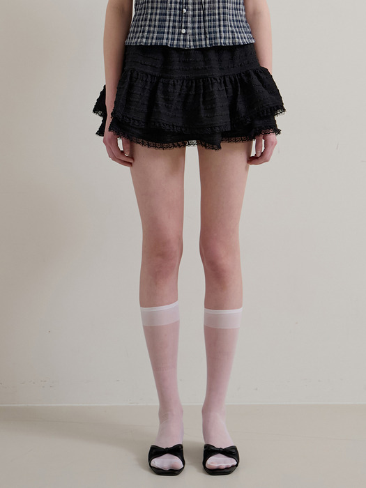 FRILL LACE BAND SKIRT - BLACK