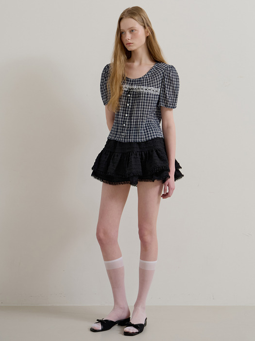 FRILL LACE BAND SKIRT - BLACK