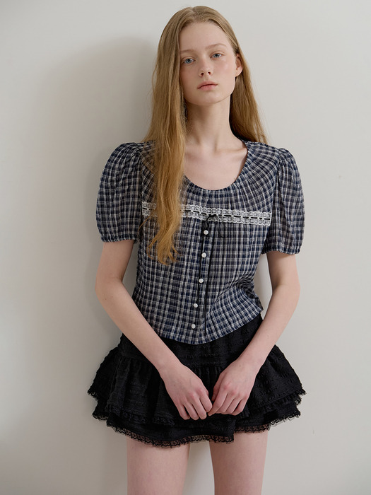 FRILL LACE BAND SKIRT - BLACK