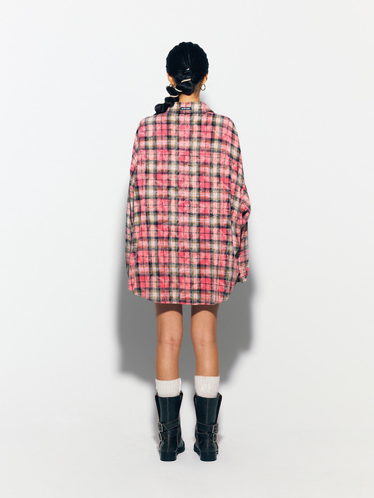 DIRTYWASHING OVERFIT CHECK SHIRT PINK