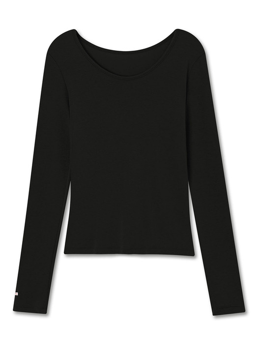 BACK SCOOP NECK TOP BLACK