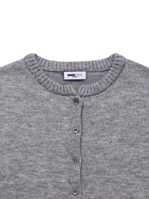 BASIC WOOL KNIT CARDIGAN MELANGE GREY