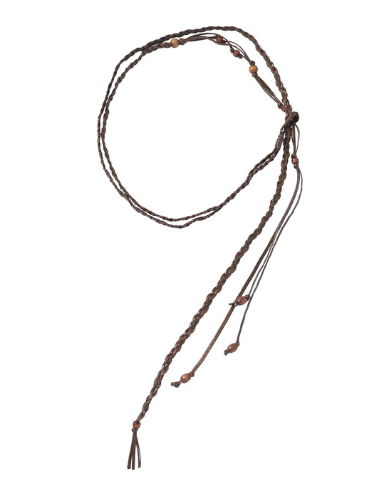 BRAIDED WOOD BELT_BROWN