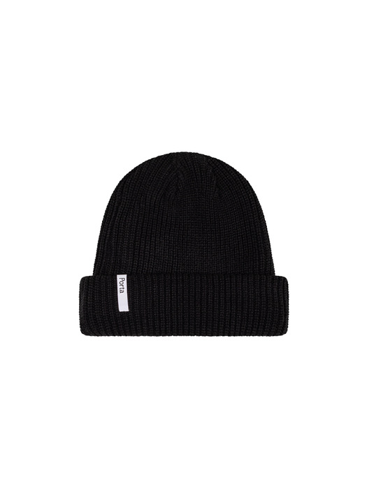 BASIC LOGO KNIT BEANIE, BLACK