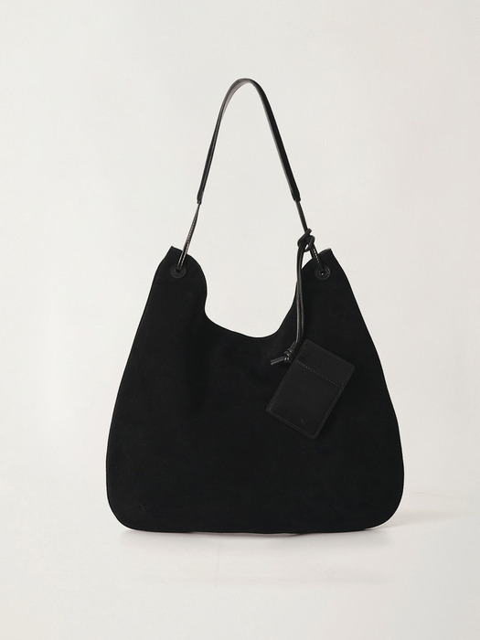 Medium shoulder hobo bag (Black suede)