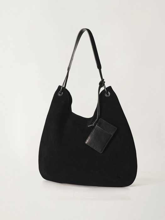 Medium shoulder hobo bag (Black suede)