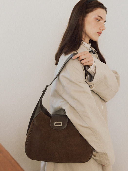 COZY HOBO BAG SUEDE_dark brown