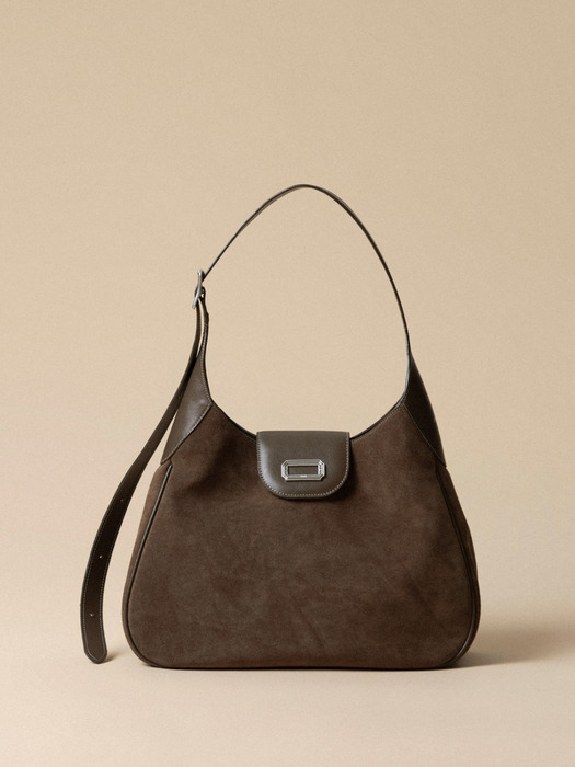 COZY HOBO BAG SUEDE_dark brown