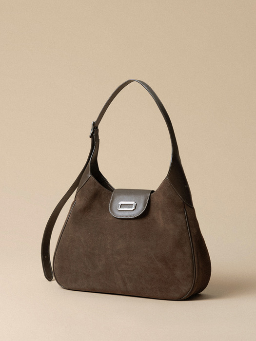 COZY HOBO BAG SUEDE_dark brown