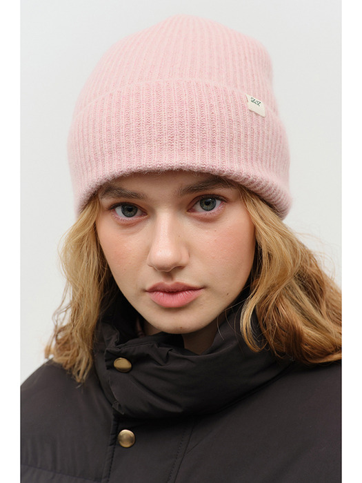 WHOLEGARMENT KNIT BEANIE PINK_UDHE4F101P1