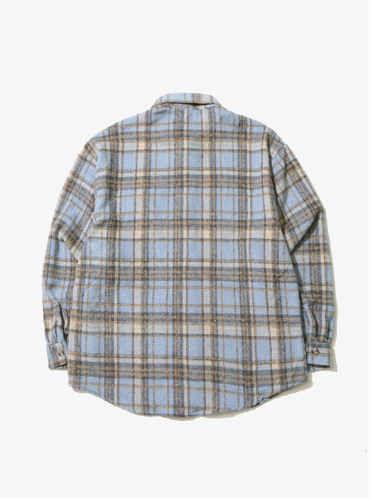 Wool Brushed Check Shirt Blue