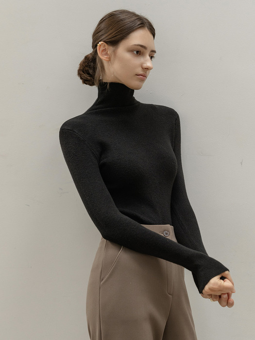 HIGH TURTLENECK KNIT (BLACK)