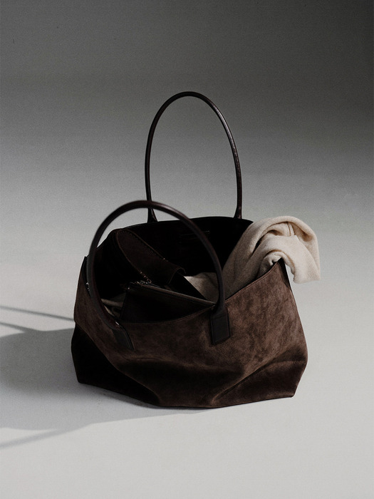 Margo Suede Tote Bag Charcoal-Brown