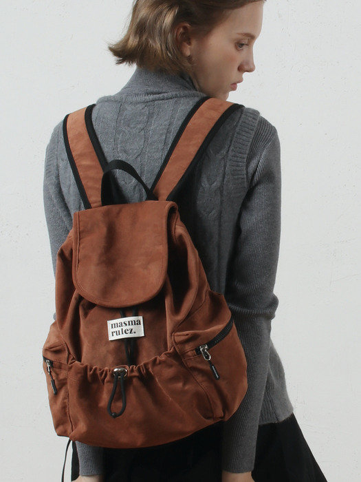 mini ver. Suede flap backpack _ Brown