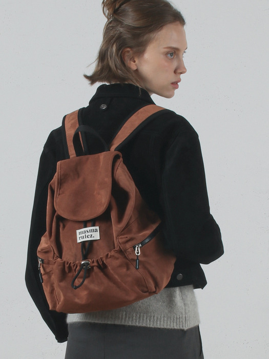 mini ver. Suede flap backpack _ Brown