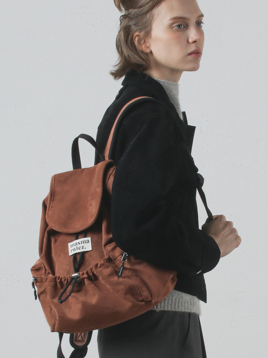 mini ver. Suede flap backpack _ Brown