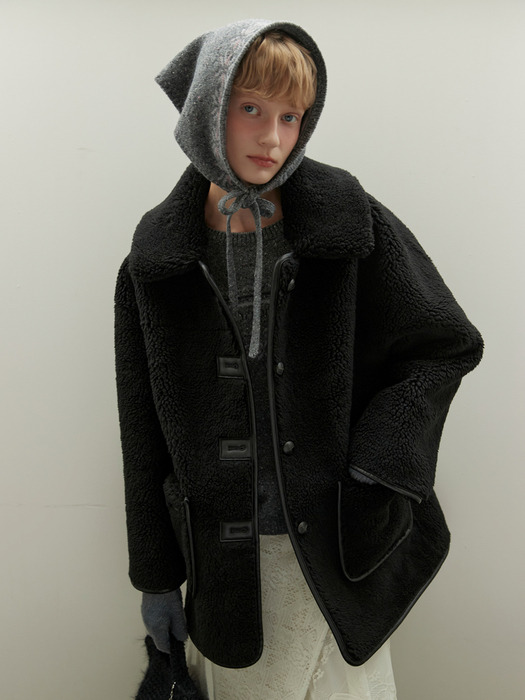 REVERSIBLE SHEARLING HALF COAT_BLACK