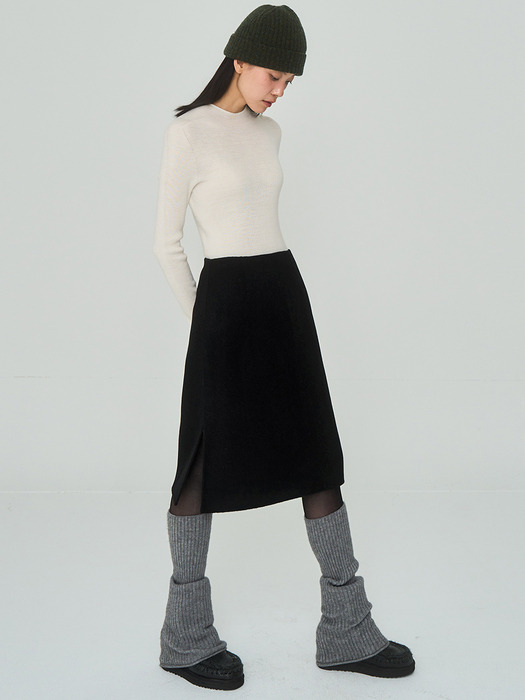 Half Turtleneck Ribbed Ivory Knit