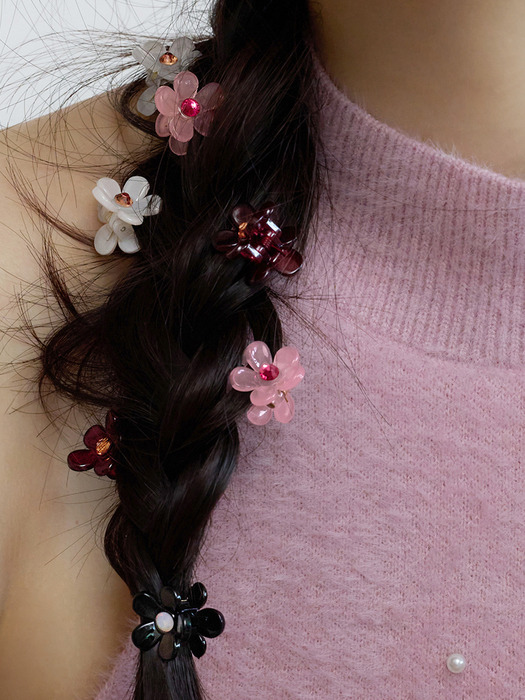 [2SET] cubic flower hair pin (4colors)