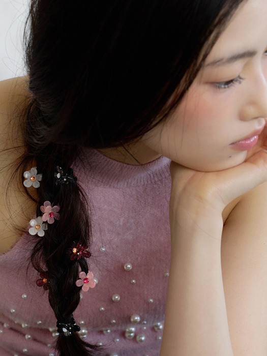 [2SET] cubic flower hair pin (4colors)