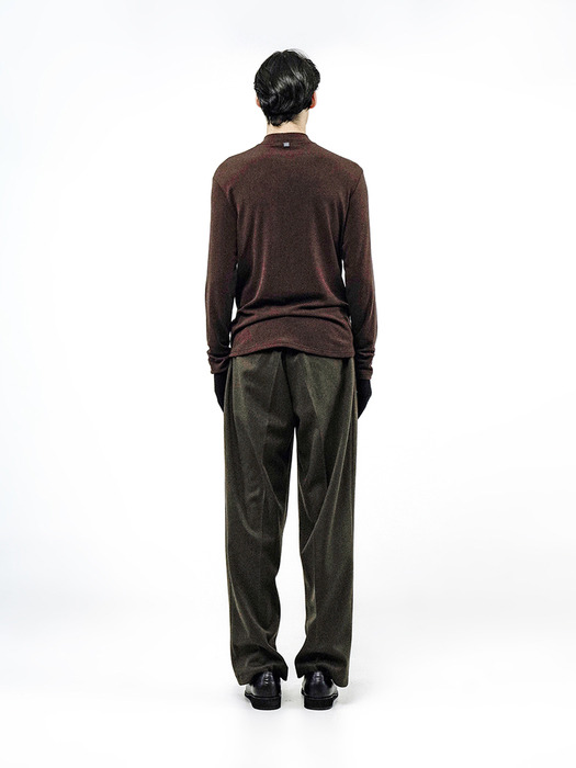 Fleece Wool Half Turtleneck - Brown /M244TP03BR