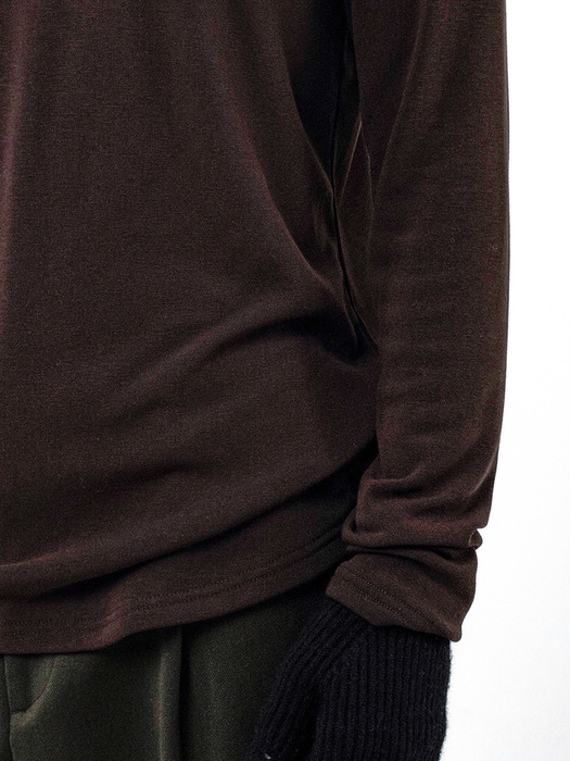 Fleece Wool Half Turtleneck - Brown /M244TP03BR