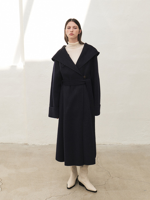 TWF CAMEL HAIR SHAWL HOODED COAT [HAND MADE] _2COLORS
