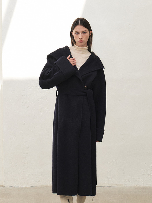 TWF CAMEL HAIR SHAWL HOODED COAT [HAND MADE] _2COLORS