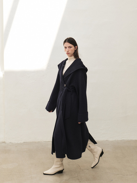 TWF CAMEL HAIR SHAWL HOODED COAT [HAND MADE] _2COLORS
