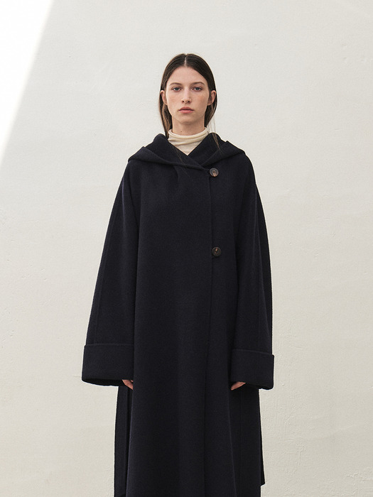 TWF CAMEL HAIR SHAWL HOODED COAT [HAND MADE] _2COLORS